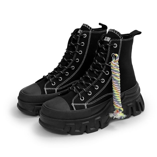 Vintage Canvas Sneakers High Top Boots Classic Man Oxford Shoes Height Increasing Chunky Fashion Casual Outdoor Designer_desvips.com