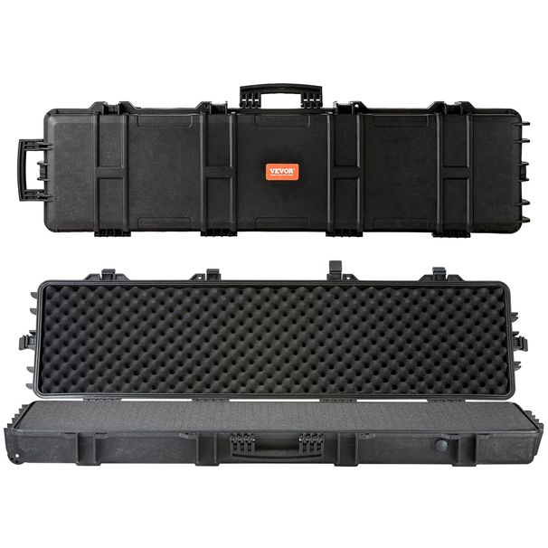 VEVOR Gun Hard Case With 3 Layers Of Protective Foam, Lockable, Waterproof & Rolling Long Gun Case, For 127 Cm Rifles Or Shotguns_desvips.com