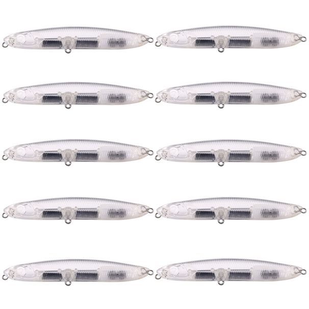 10PCS Unpainted Sinking Pencil Blanks Bait With Rattle 9.6cm/16.5g Minnow DIY Artificial Fishing Lure_desvips.com