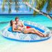 PVC Inflatable Pool Float For Two - Sunbathing Lounge With Headrest & Cup Holders (Leaf & Heart Design Heavy-Duty For Adults)_desvips.com