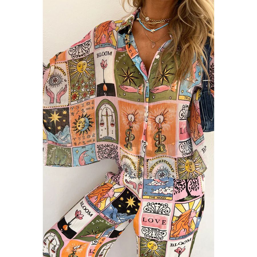 Women's Clothing Printed loose casual home trousers two-piece set_desvips.com