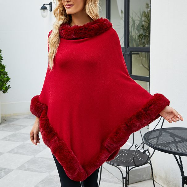 Women's Clothing 2023 autumn and winter new women's clothing shawl tassel cape fur collar pullover sweater women_desvips.com