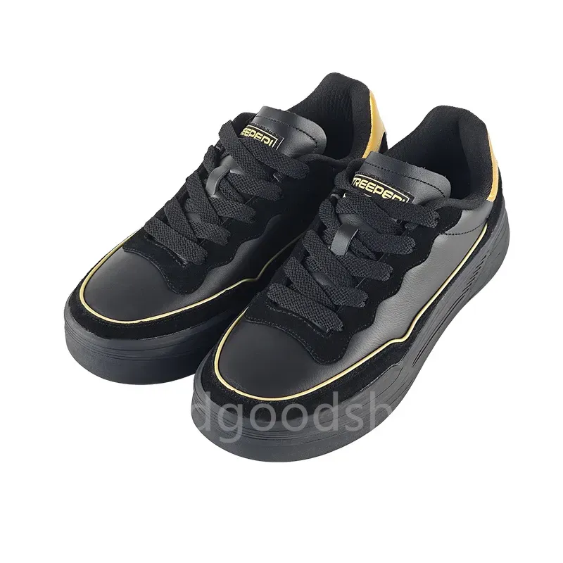 New Men Designer Casual Shoes TREEPERI Treeperi Shang Dynasty Leather Sneakers Dark Grey White Gold Mens Outdoor Fashion_desvips.com