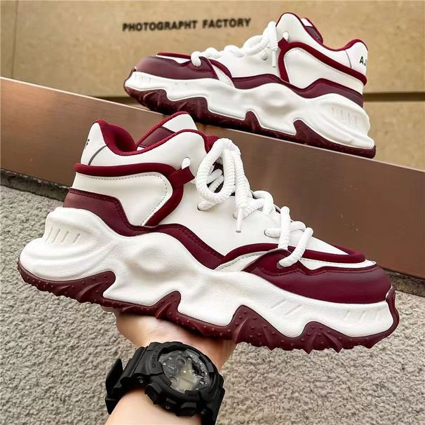 Spring 2024 New Casual Color Blocked Dad Men's Thick Soled Height Increasing Sports Forrest Gump Trendy Shoes_desvips.com