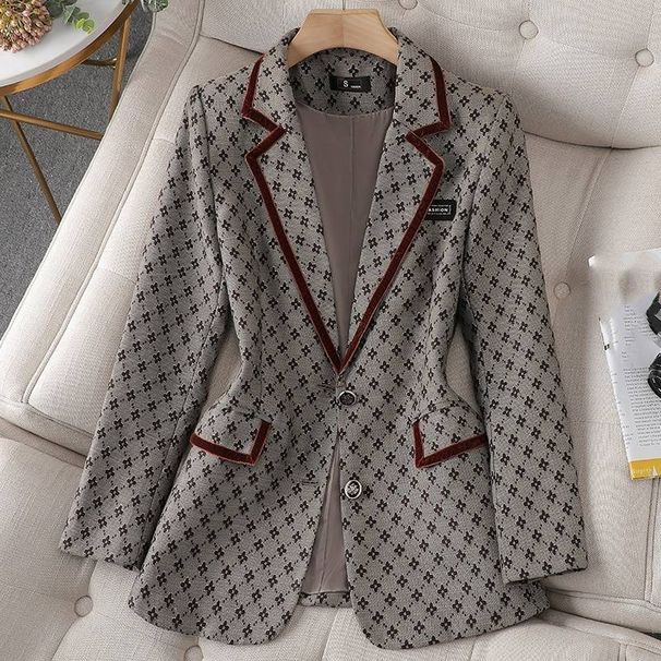 raspberrytoned koreanstyle blazer for women oversized relaxed fit worktoweekend jacket, doublebreasted polyester blend_desvips.com