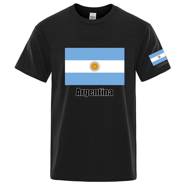 2025 Argentine Flag Summer Men's New Football Team Print Regular Short Sleeve Solid Color Casual Harajuku Tops_desvips.com
