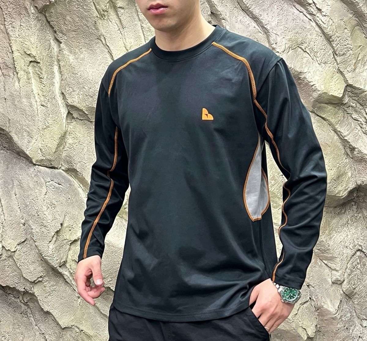 Men Long Sleeve T Shirt Color Block Splicing Quick Dry Breathable Crew Neck Top For Hiking Running Outdoor Sports Daily Wear_desvips.com