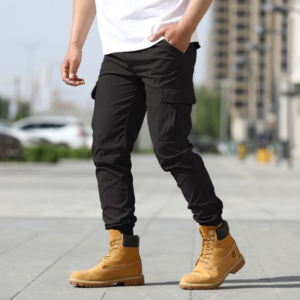 Spring Summer Cargo Military Casual Long Sports Outdoor Men's Multi-Pocket Workwear Pants Slightly Stretchy_desvips.com