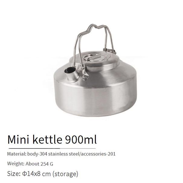 1L Mini Camping Kettle - 304 Stainless Steel Ultra-Light Water Boiler For Outdoor Portable Tea & Coffee Pot With Foldable Handle_desvips.com