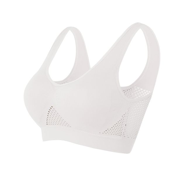Breathable Underwear, Plus Size, No Wires, No Traces, Cut-out Grid, One-piece Bra, Thin Sports Yoga Bra_desvips.com