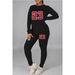 Women's Clothing Large size fat woman autumn and winter women's clothing printed personality casual two piece suit_desvips.com
