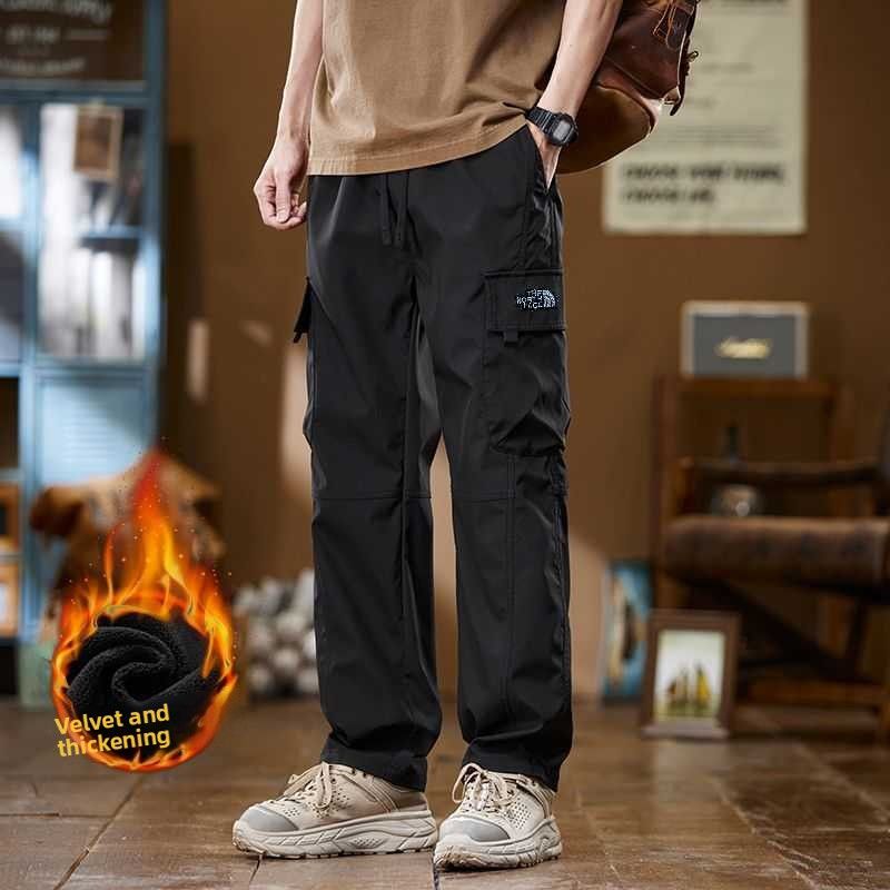 Autumn And Winter New Style Velvet Thickened Motorcycle Classic Double-sided Large Pocket Flap Open Overalls_desvips.com