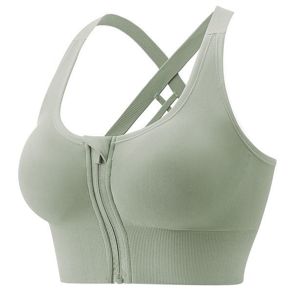 Women's Front Zipper Sports Bra - High-Impact Anti-Sagging, Plus Size Seamless Backless, Suitable For Gym & Daily Outer Wear_desvips.com