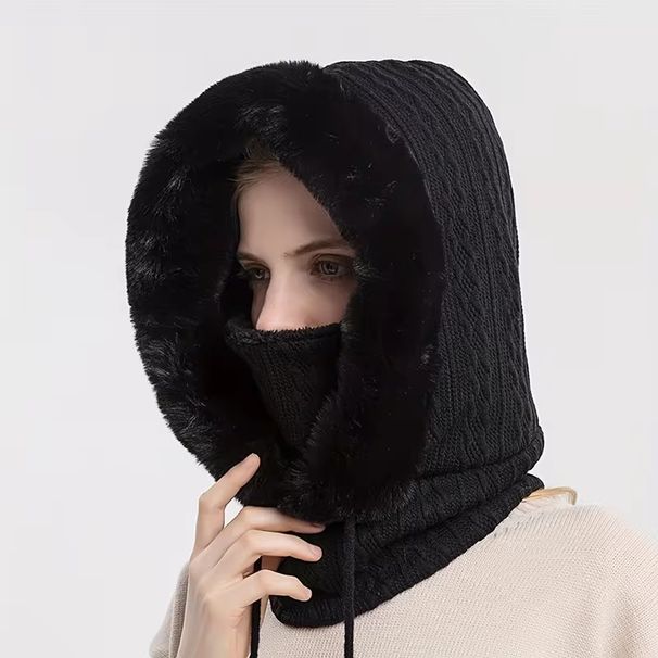 Winter Fur Cap Mask Set Balaclava Ski Windproof Hat Plush Knitted Hat Hooded Neck Cold-proof Warmer Outdoor Hike Cyclin_desvips.com