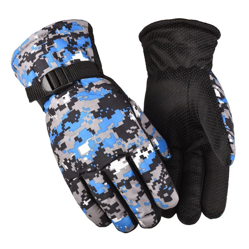 Winter Skiing, Mountaineering, Warm Camouflage Plus Velvet Thick Gloves_desvips.com