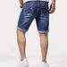 2026 Casual Slim Fit Stretch Men's Denim Shorts, 5-point Ripped Shorts_desvips.com