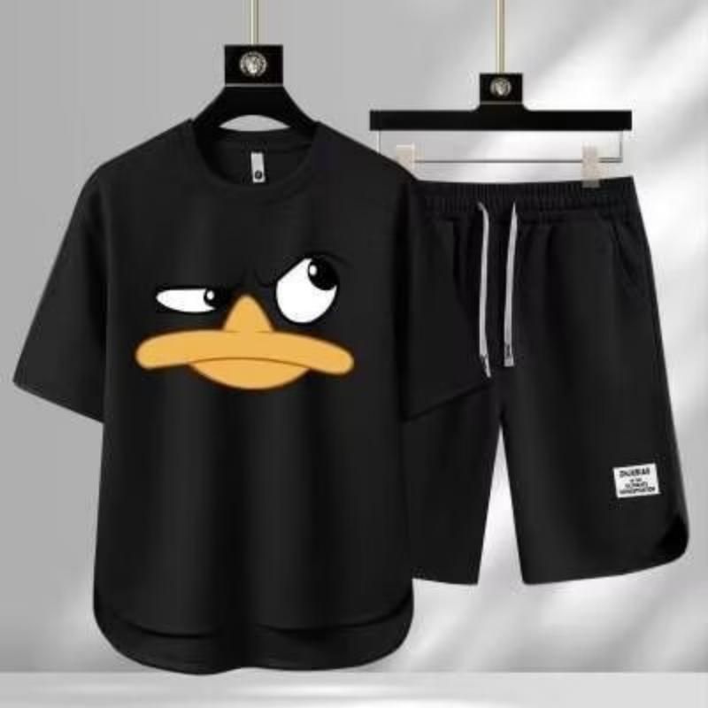 Men's Clothing 2024 Waffle Casual Summer Suit Men's Loose Teen Short sleeved T shirt Shorts Handsome Two piece Suit_desvips.com