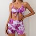 Tie-dye Sexy Split Print Boxers High Waisted Bikini Women_desvips.com