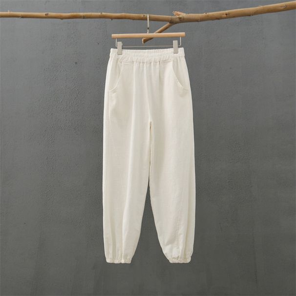 RenMou 25 Spring New Sand Washed Ramie Casual Women's Zen Cotton Meditation Lantern Yoga Pants Exclusive Supply_desvips.com