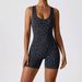 Seamless Sports Yoga Jumpsuit Shorts for Women High Elastic Tummy Control Tight Fitting with Fashionable Leopard Print Design_desvips.com