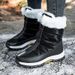Women's Front-Zip Snow Boots With Long Plush Lining, Thickened Warm Winter Boots, Waterproof & Slip-Resistant, High-Top Cotton Boots_desvips.com