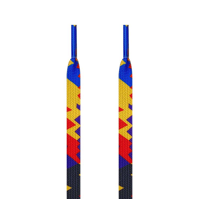 Red, yellow, purple and blue sweater shoelaces_desvips.com