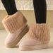 Hairy Striped Decorative Women's Snow Boots Suede Autumn And Winter Casual Thick-soled Medium Tube Warm And Comfortable Cotton Shoes_desvips.com