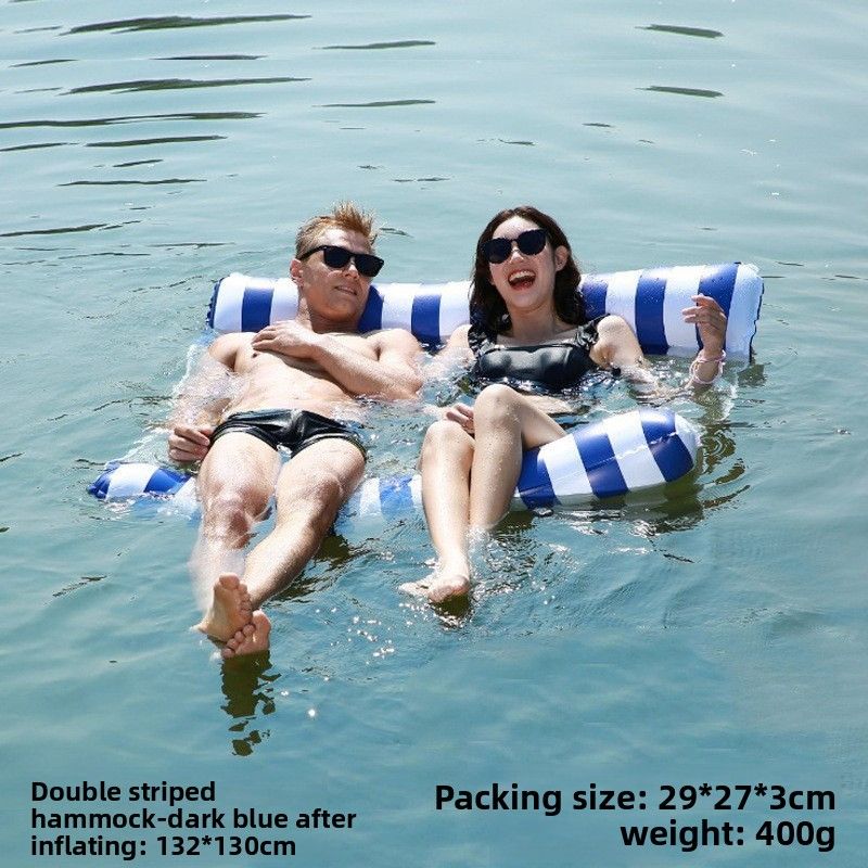 Inflatable Striped Lounge Chair With Foldable Design - New Floating Bed & Hammock For Pool Lake & Beach (Quick-Dry Heavy-Duty PVC)_desvips.com