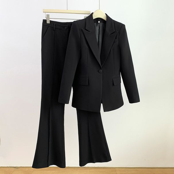 Women's clothing Suit Pants Irregular Lapel Simple Black Red Jacket + Pants_desvips.com