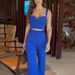 Women's Clothing Two-piece casual off-shoulder solid one-shoulder ruffle sleeves _desvips.com