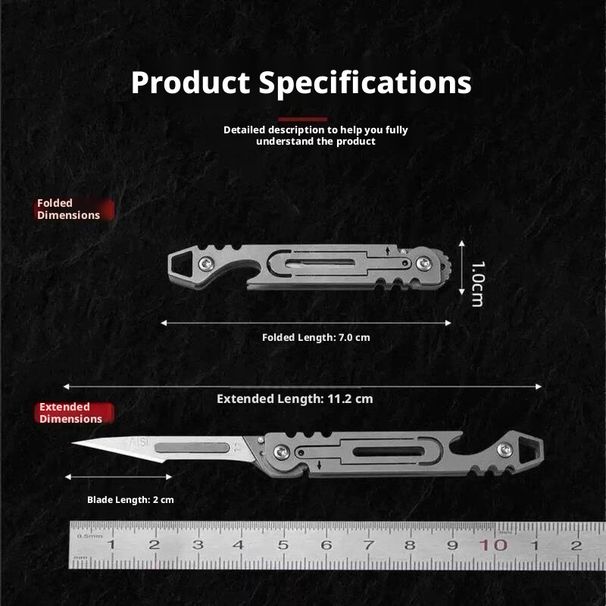 Foldable Durable Mini Stainless Steel Opening Bottle Caps, Utility Unpacking Packages, Two-in-one Pocket Knife For Easy_desvips.com