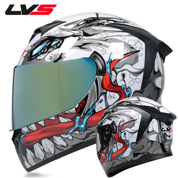 LVS National Standard Motorcycle Helmet Men's And Women's Full Face Winter Electric Bluetooth Headgear All Seasons Dual Lenses_desvips.com