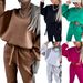 Women's Clothing autumn and winter new fashion solid color sweatshirt casual two piece set_desvips.com