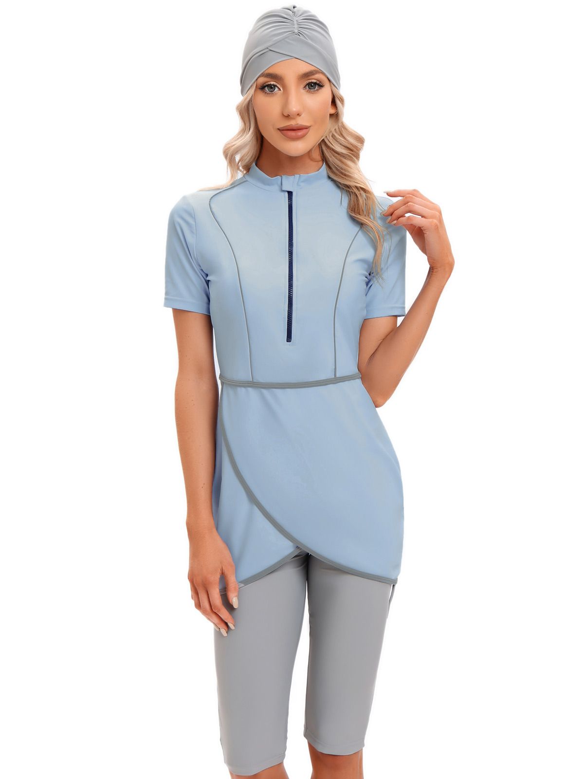 Muslim Swimwear Short Sleeve Ladies Conservative Swimsuit Women Beach Swimsuit Burkini_desvips.com