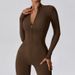 001 Black Tight Training Hip-Enhancing One-Piece Yoga Suit Running Sports Autumn New Fitness Pants Women Zipper Long Sleeve_desvips.com