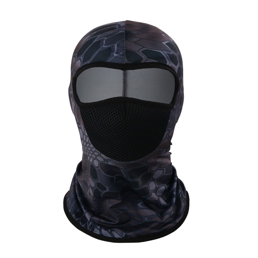 Men's Full Coverage Sun Protection Headgear Breathable Mesh Hood Lycra Python Camouflage Motorcycle Riding Face Mask_desvips.com