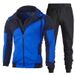 Unique Double Zipper Hoodie Patchwork Slim Fit Hooded Cardigan Men's Sweatshirt Set_desvips.com