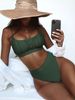 Women's split swimsuit sexy swimsuit solid color high waist bikini_desvips.com