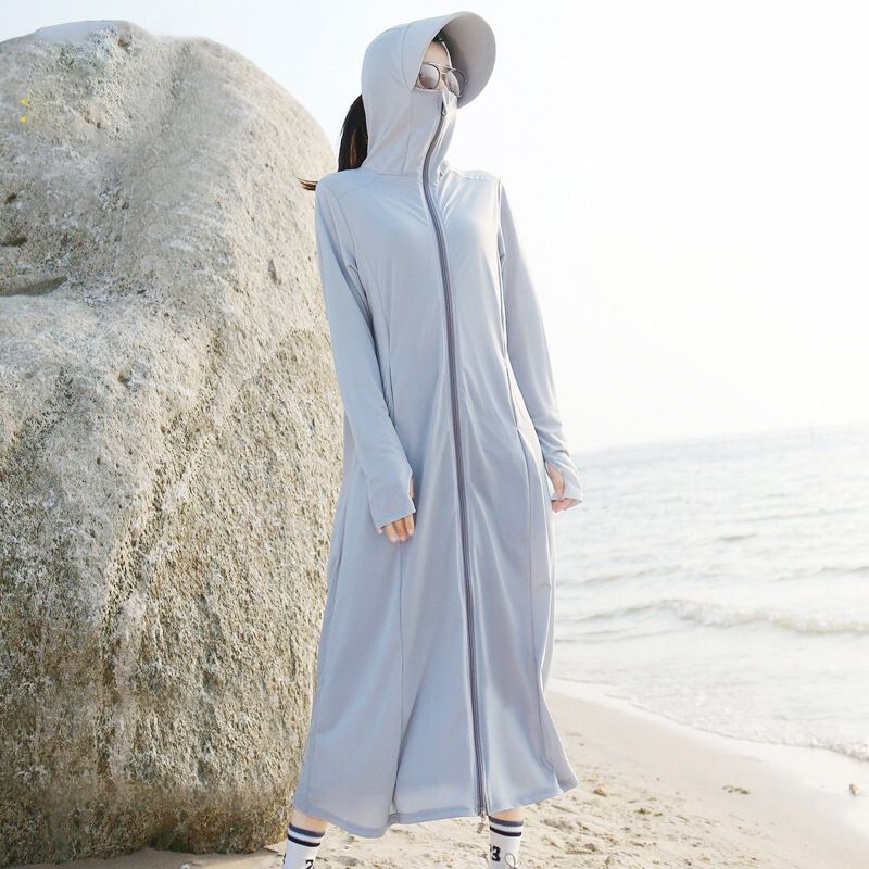 Women's UPF50+ Sun Protection Jacket - Bamboo Viscose Full-Length Hooded Cover Up With Breathable Mesh For Outdoor & E-Bike Commuting_desvips.com