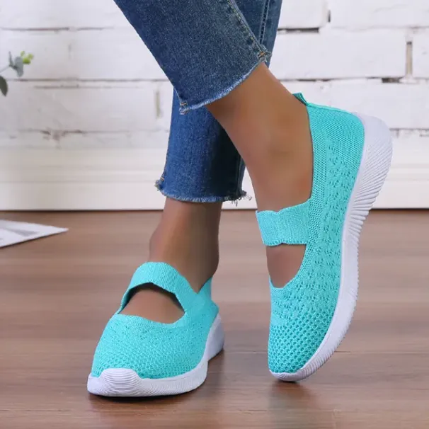 Rimocy Breathable Knitting Flats Women Slip-on Soft Bottom Sneakers Woman Summer Super Light Non-slip Casual Shoes 2024_desvips.com