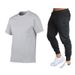 Summer Men's Solid Color Simple Round Neck Cotton T-Shirt + Long Pants Fashion Versatile Two-Piece Set_desvips.com