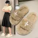 new Free Shipping Designer For Woman Indoor Outdoor Keep Warm Woolen Slippers Casual Black White Plush Sandals_desvips.com