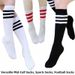 Versatile Thin Black White Striped Knee High Socks For Children Women Preppy Style Mid Calf Soccer Socks Sports & Outdoor Accessories_desvips.com