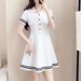Casual For Women Summer New Mid-Length T-Shirt Sports Polo Collar Slim Fit Belly Covering Slimming A-Line Dress_desvips.com