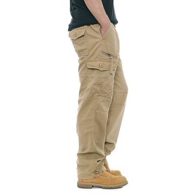 2025 New Work Pants Men's Casual Pants Elastic Waist Large Size Pants Multi-pocket Loose Trousers Construction Site Pants_desvips.com