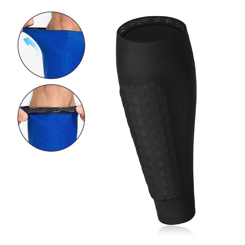Honeycomb Calf Guard Lycra Professional Silicone Non Slip Football Sports Calf Protector Basketball Game Anti Collision Leg Guard_desvips.com
