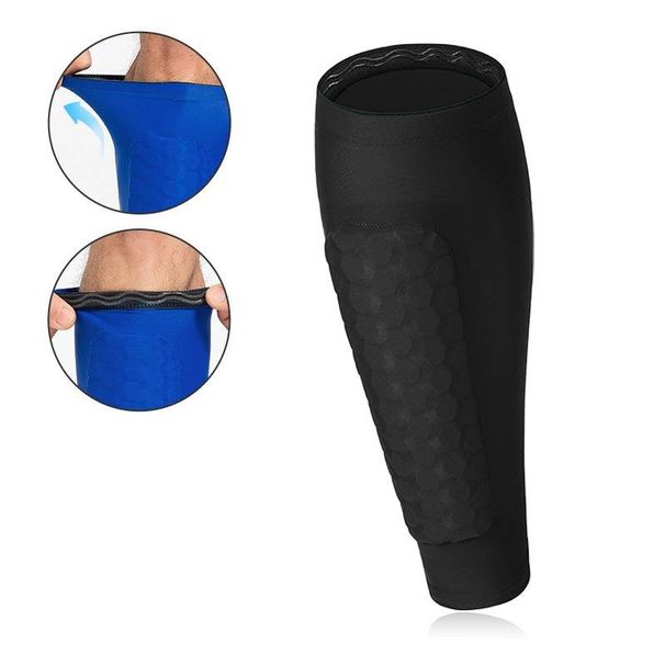 Honeycomb Calf Guard Lycra Professional Silicone Non Slip Football Sports Calf Protector Basketball Game Anti Collision Leg Guard_desvips.com