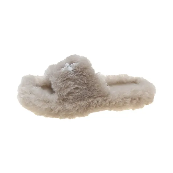 new Free Shipping Designer For Woman Indoor Outdoor Keep Warm Woolen Slippers Casual Black White Plush Sandals_desvips.com