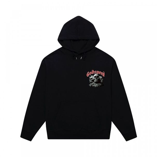 Trendy Brand Skull Print Heavy Cotton Unisex High Street Hooded Sweatshirt Long Sleeve Fashion_desvips.com