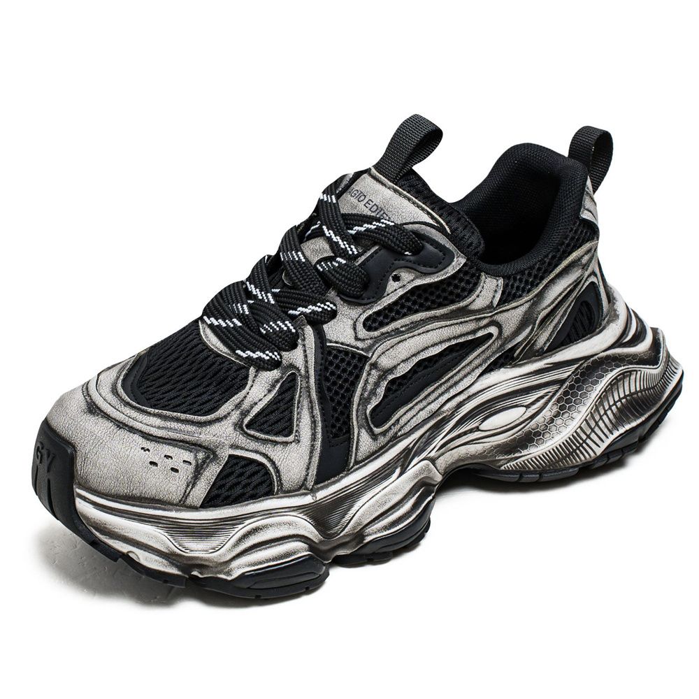 2026 Fashion Sneakers Youth/Men Leather Cover + Mesh Low Top Lace-Up Breathable Thick Sole Heighten Non-Slip Wear-Resistant Running Shoes 39-44_desvips.com